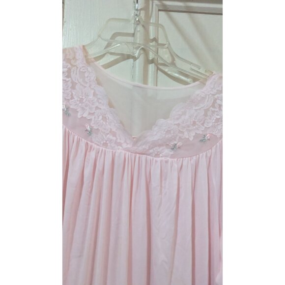 Vintage Shadowline Womens Pink Lace Nightgown size M USA-Made Sleepwear - Picture 4 of 9